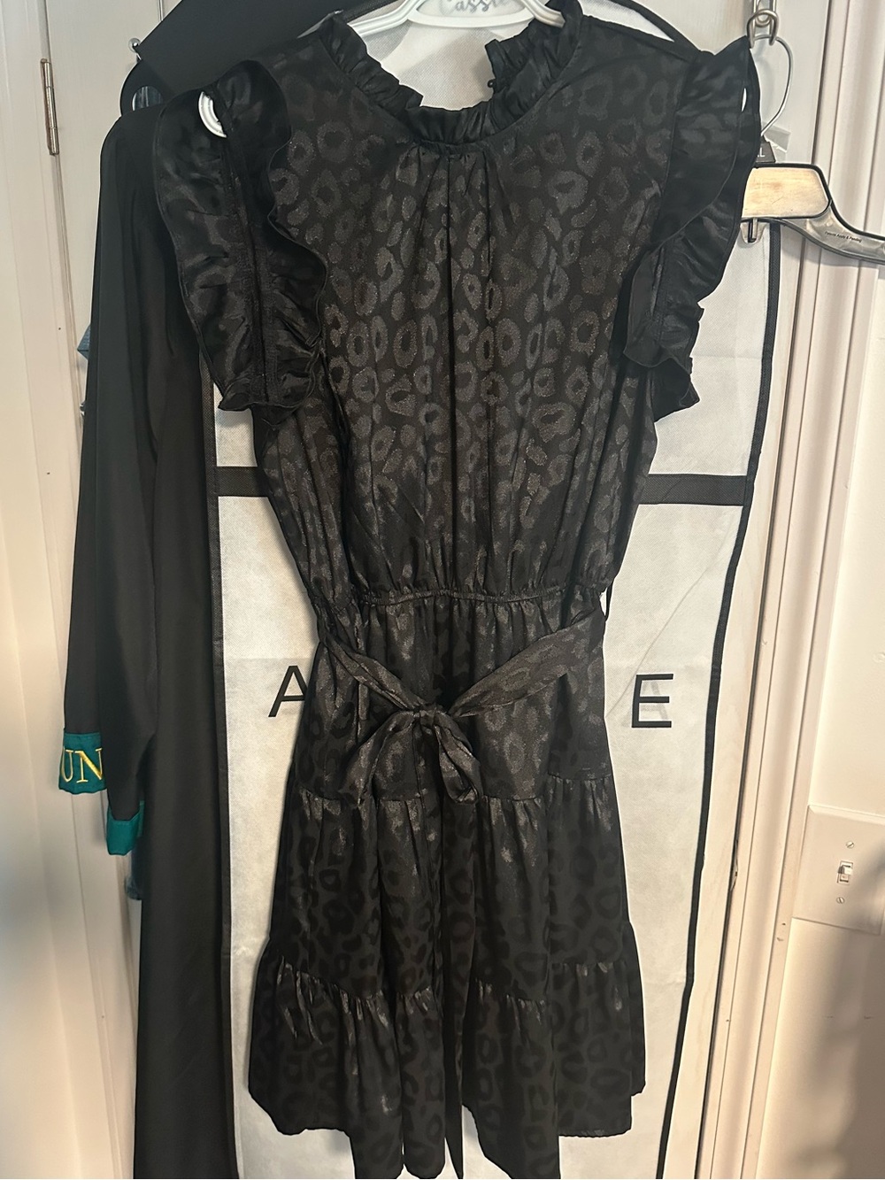 Black Ruffle Tiered Leopard-Print Dress